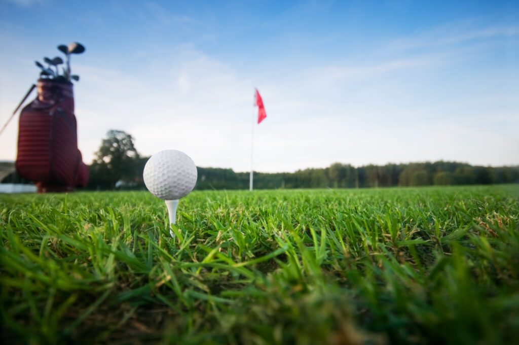 Golf gear on the golf field
